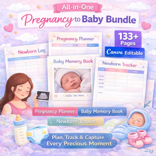 Ultimate Pregnancy & Baby Planner Bundle – 133+ Pages| Pregnancy Planner, Baby Memory Book & Newborn