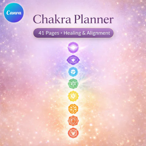 Chakra Planner Canva Template (41 Pages) – Chakra Healing, Energy Alignment & Spiritual Journal