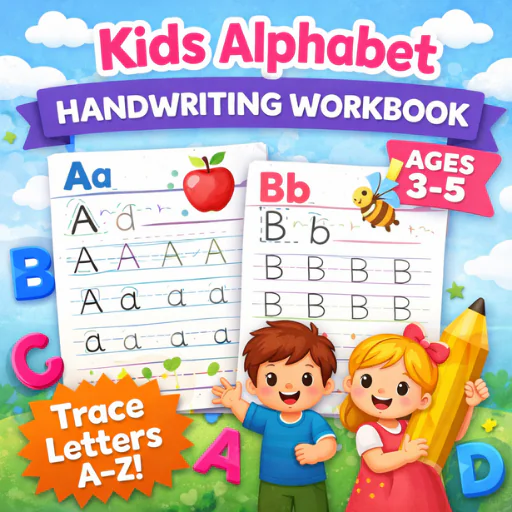 Kids Alphabet Handwriting Workbook (Ages 3–5) – Trace Letters A–Z Printable | 26 Pages Practice Pack
